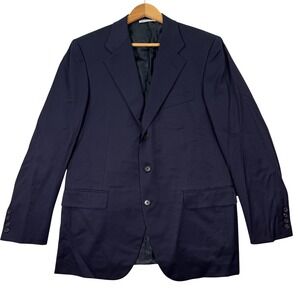 Vintage Belvest Mens 42R Blazer Jacket Bespoke Custom Navy Wool 3-Button Casual